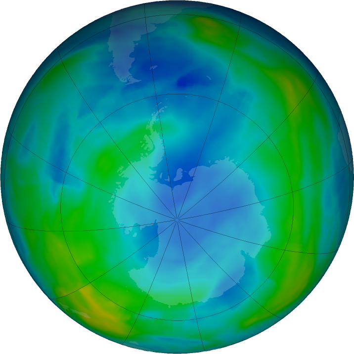 Antarctic ozone map for 12 June 2022
